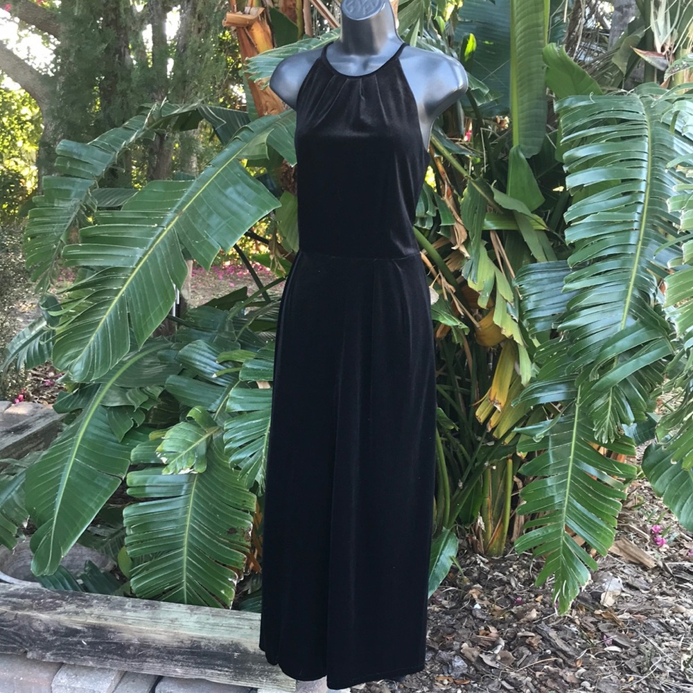 velvet halter look crop wide leg jumpsuit